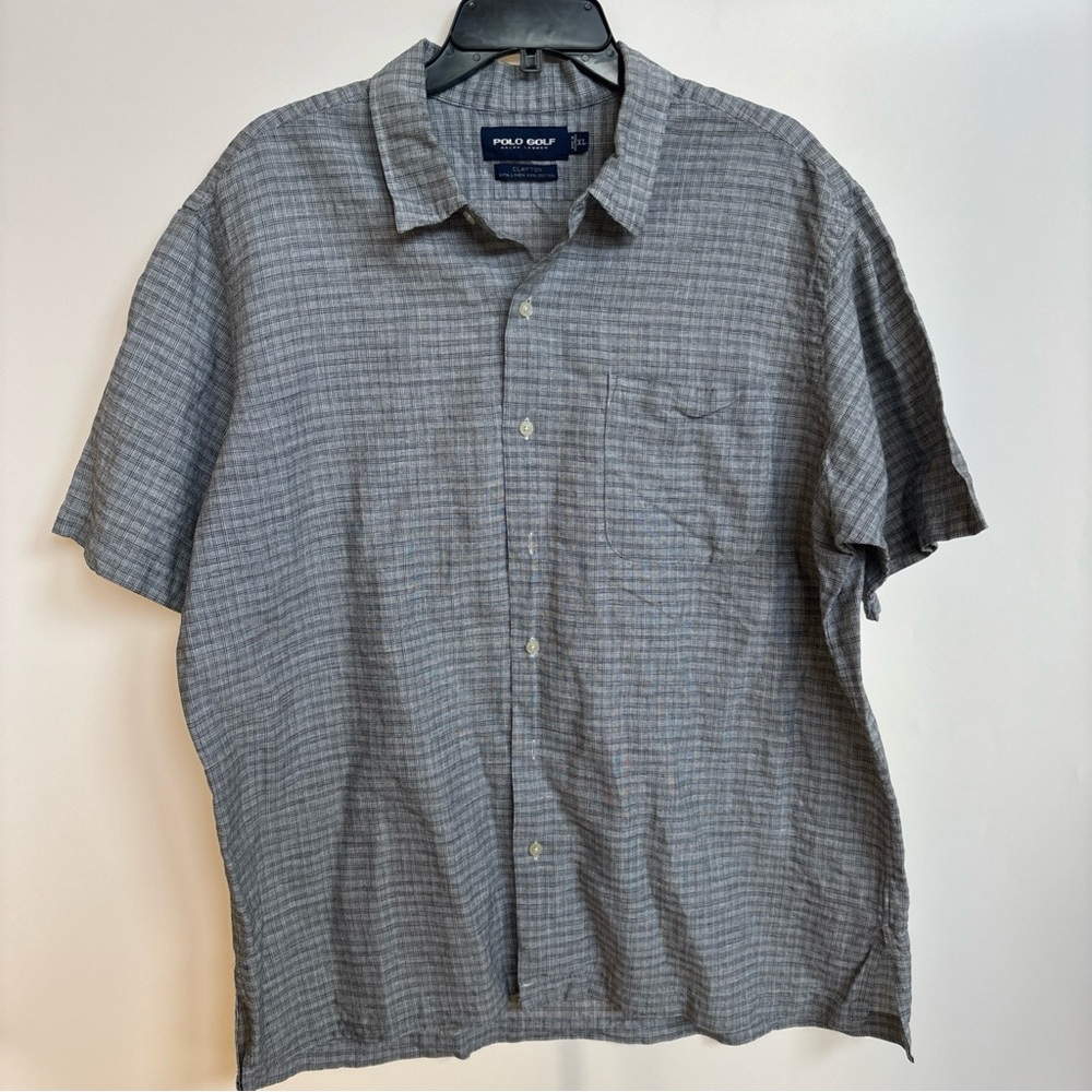Ralph Lauren Polo Golf Clayton Button Down Short sleeve Shirt, Gray Plaid, XL